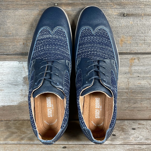 Stacy Adams Locke Wingtip Navy Blue Oxfords - Picture 6 of 9